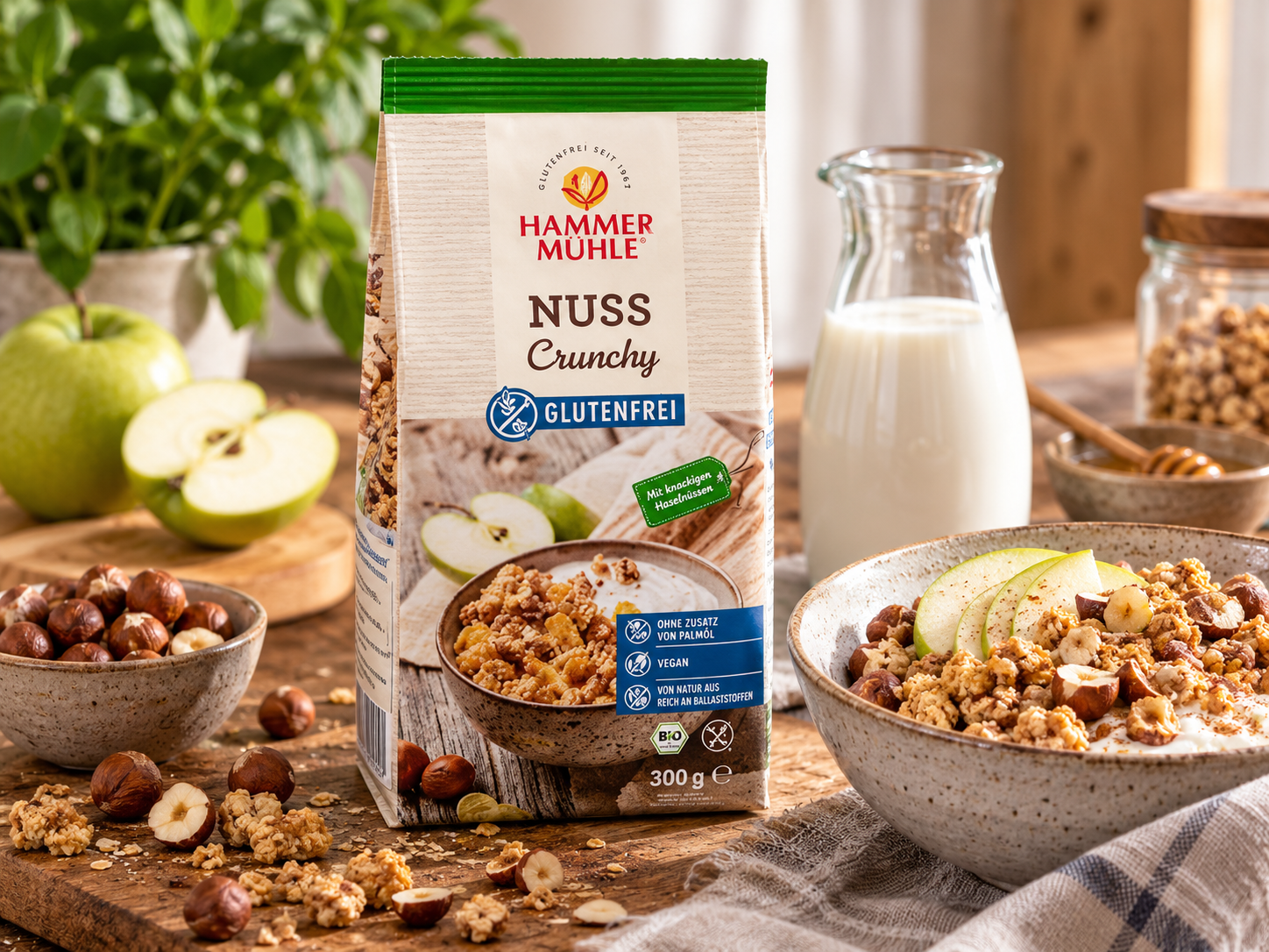 Bezlepkové ořechové křupavé MÜSLI bez ovsa BIO 300g - Hammermühle